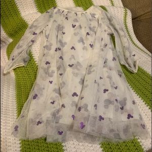 Disney Junior White dress with purple Mickey Mouse heads.
